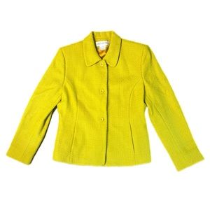 Vintage Jones New York Chartreuse Yellow Wool Blazer